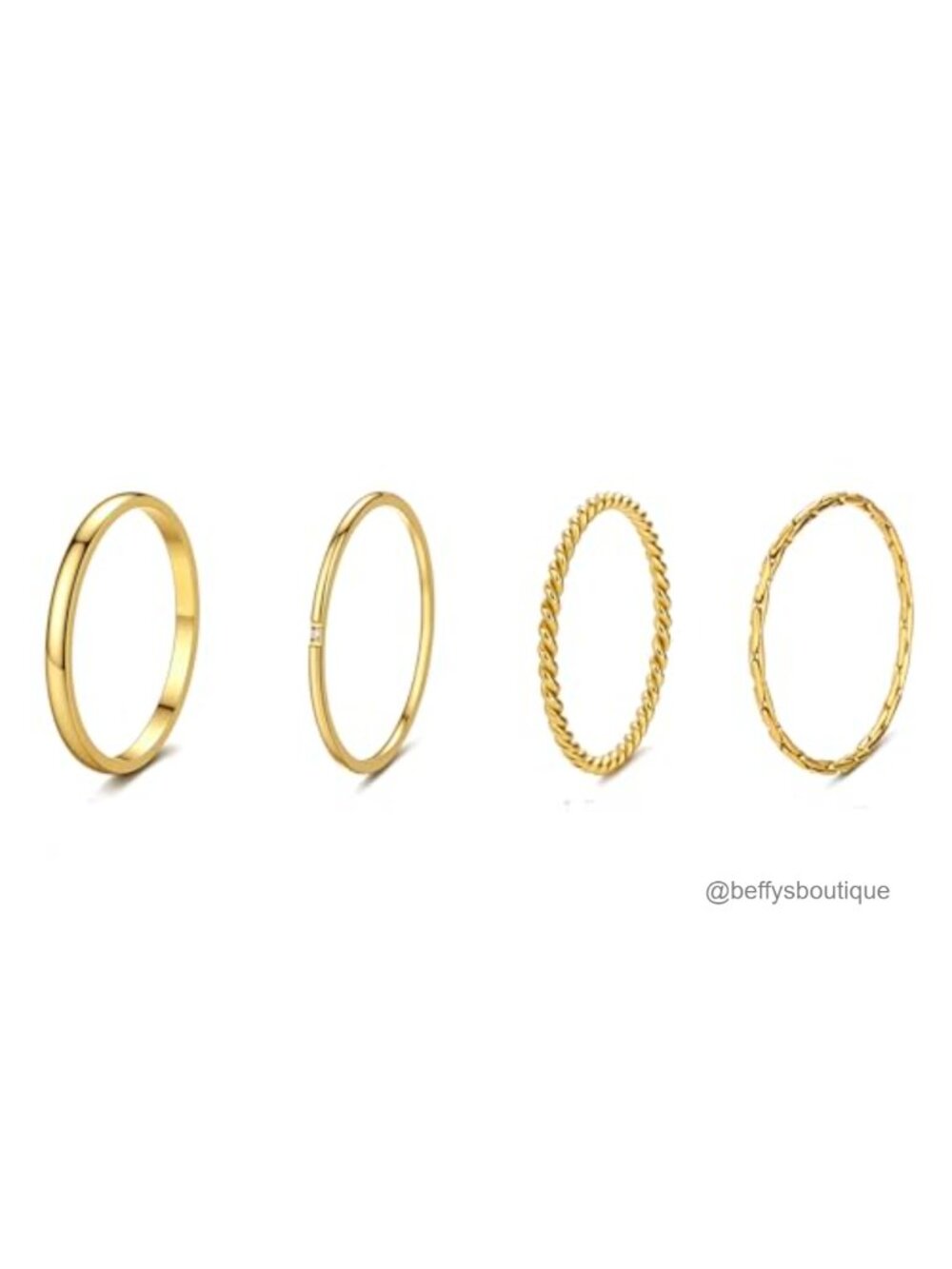 18K Gold Plated Stainless Steel Stackable Rings Set
